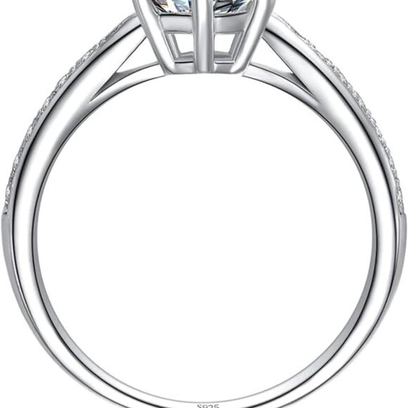 Classic Silver 3ct Moissanite Solitaire Engagement Ring D-F VVS